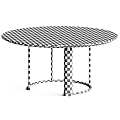 Modern Round Marble Tables With Stylish Metal Frame And Beige Columns 3d model