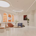 Elegant Hair and Beauty Salon Interior With Luxury Chandelier Seating And Decorative Screens