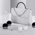 Chanel Quilted Black Bag With Chain CC Logo Perfume Chocolates Eyeglasses
