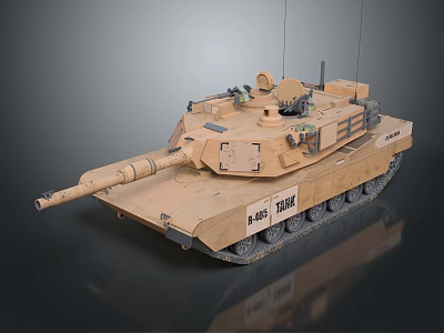 Desert Camouflage Military Battle Tank With Turret Cannon Antenna And Vehicle Number 83415 3d model
