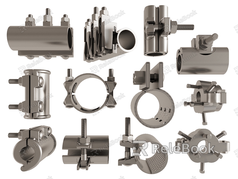 Pipe clamp pipe hoop pipe parts metal hardware industrial components model