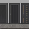 Sturdy Dark Colored Security Doors With Different Panel Designs Door Handles And Locks 3d model