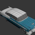 Blue And White Vintage Classic Car With Chrome Details And Retro Design