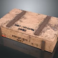 Wooden Crate With High Explosive Iron Cap Style Ammo Labels Aged Look And Metal Straps
