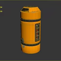Modern Orange Cylindrical Waste Bin With Black Stripes And Red Indicators 3d model