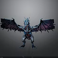 Blue And Purple Mechanical Dragon With Metallic Wings In Standing Pose
