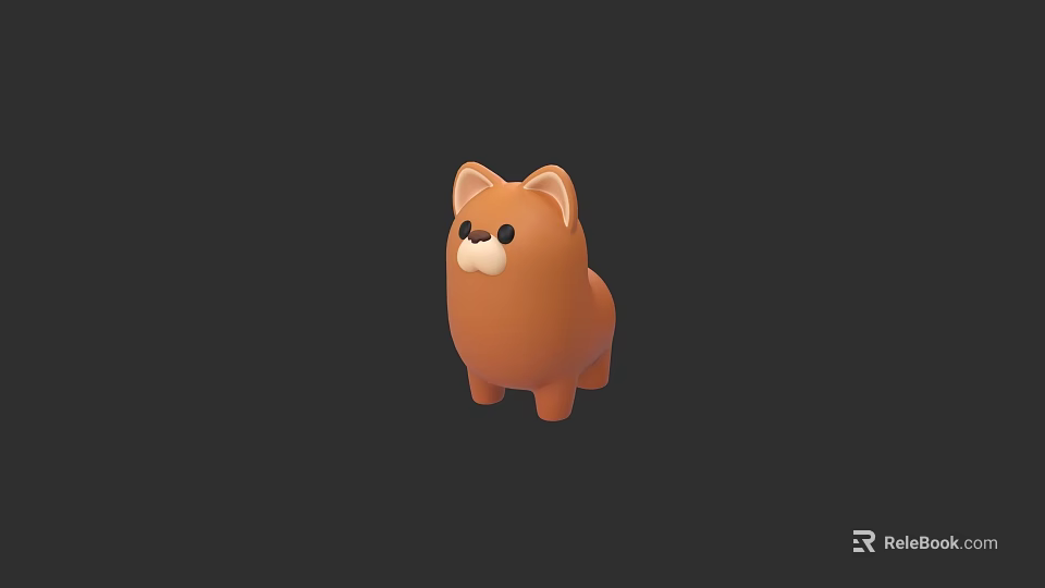 Cute Orange Dog Figurine in Cartoon Style 3D Model with Adorable Features 3d model 