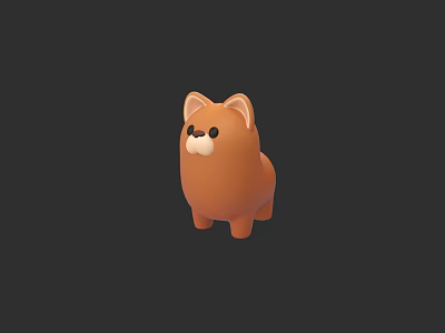 Cute Orange Dog Figurine in Cartoon Style 3D Model with Adorable Features 3d model