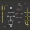 Colorful Metal Furniture Frames In Yellow Red And White Structural Design