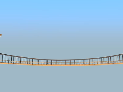 Modern Curved Bridge Structure With Metal Railings And Clear Blue Sky 3d model
