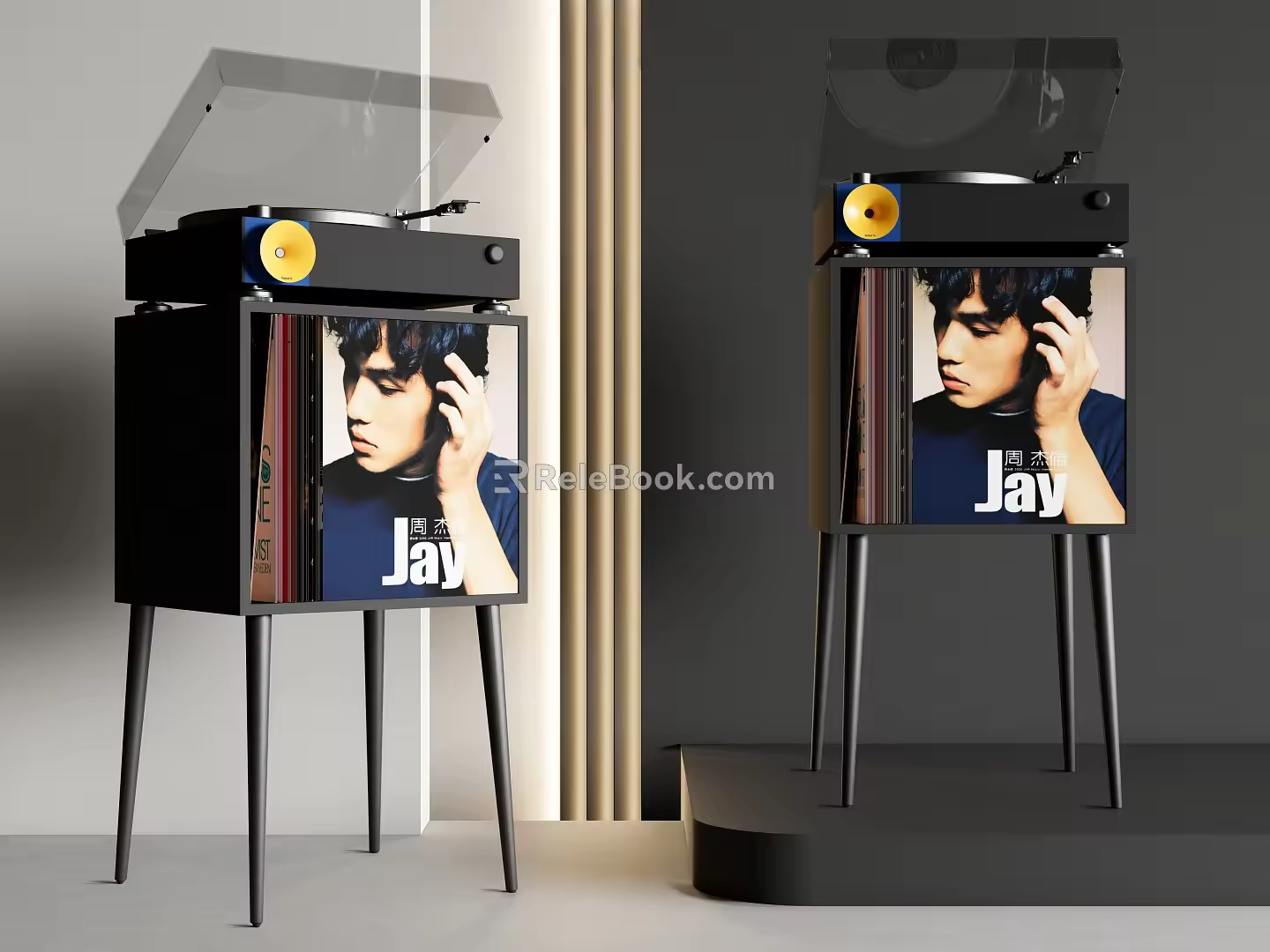 Audio record player vinyl record player phonograph storage rack 3d model