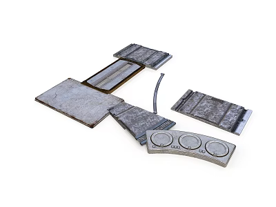 Gray Stone Slab Building Materials With Interlocking Curved Design And Circular Holes 3d model