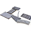Gray Stone Slab Building Materials With Interlocking Curved Design And Circular Holes