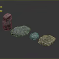 Natural Stone Collection Featuring Various Sizes And Irregular Shapes On Dark Backdrop 3d model