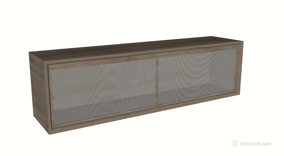 Modern Minimalist Wooden Entryway Side Cabinet With Mesh Door Storage For Home Interior 3d model 