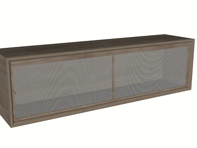 Modern Minimalist Wooden Entryway Side Cabinet With Mesh Door Storage For Home Interior 3d model