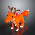 Cute Origami Fox Character With Orange Fur Brown Antlers And White Paws