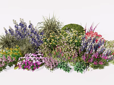 Colorful Garden Flowers With Various Plant Types And Vibrant Blooms 3d model