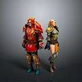 Fantasy Male And Female Warrior Characters In Detailed Armor Design