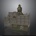 Old Weathered Stone Building Structure With Clock On Top And Broken Sections