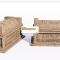 Ancient Egyptian Stone Sarcophagi With Detailed Hieroglyphic Carvings And Ornate Designs
