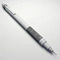 Silver Metallic Pen with Modern Design Red Top Accent Sleek Body Texture and Ergonomic Details