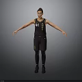 Man in Black Basketball Jersey Number 21 with Arms Outstretched and Black Sneakers