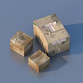 Brown Cardboard Boxes With White Tape And Labels For Daily Supplies Storage