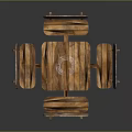 Rustic Wooden Dining Table Set With Four Chairs And Natural Grain Design 3d model