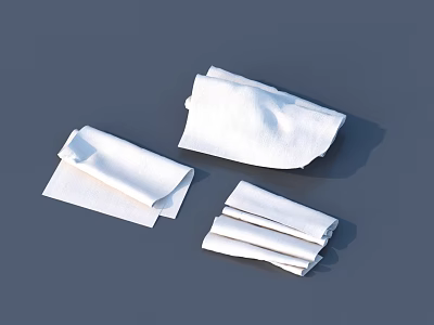 Folded White Cloths Arranged In Stacked Piles For Daily Home Use 3d model