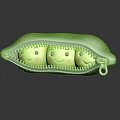 Cute Green Pea Pod Shape Dolls With Three Smiling Faces 3d model