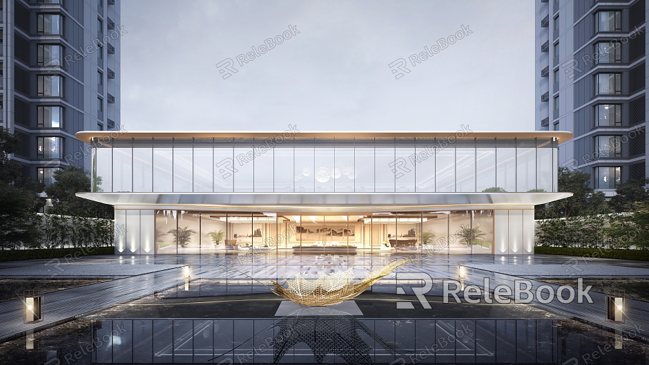 Modern Sales Office Building Simple Community Entrance Meeting Room Sales Department model