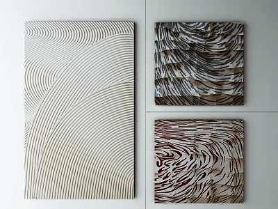 Abstract Decorative Wall Panels With Wavy Lines Textured Patterns And Colorful Designs 3d model