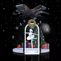 Christmas Snow Globe With Tree Gifts Figurine Wreath And Snowflakes