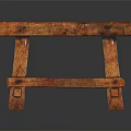 Traditional Solid Wood Stool With Rectangular Seat And Carved Legs Structure