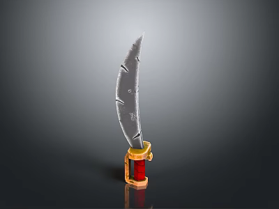 Silver Scimitar Weapon With Golden Hilt And Red Gem Ornate Design 3d model