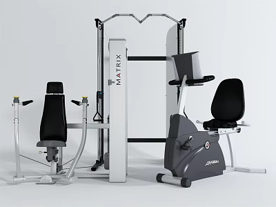 Matrix Fitness Equipment With Stationary Bike And Training Machines For Gym Workouts 3d model