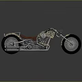 Custom Camouflage Pattern Motorcycle With Red Seat Chrome Parts And Large Wheels