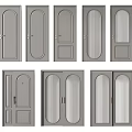 Stylish Gray Swing Doors With Various Designs And Glass Panel Options 3d model