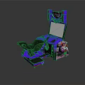 Purple Arcade Gaming Machine With Comfortable Seat Screen And Decorative Graphics