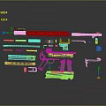 Weapon Firearm Detailed Exploded Components With Barrel Stock And Assembled Parts 3d model