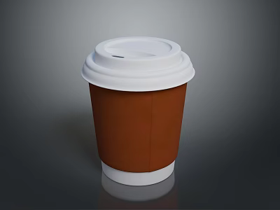 Disposable Brown Paper Coffee Cup With White Lid For Daily Use 3d model