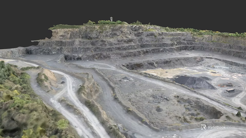 Industrial Equipment For Open Pit Mining Operations With Multi Level Terrain And Transport Roads 3d model 