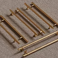 Golden Cabinet Handles Long Bar Design For Furniture Doors On Fabric Background