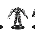 Mechanical Robot Action Figure Display Three Angles With Detailed Armor And Joints 3d model