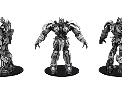Mechanical Robot Action Figure Display Three Angles With Detailed Armor And Joints 3d model