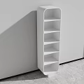 White Vertical Bookshelf With Multiple Shelves Standing Against Wall In Modern Design 3d model