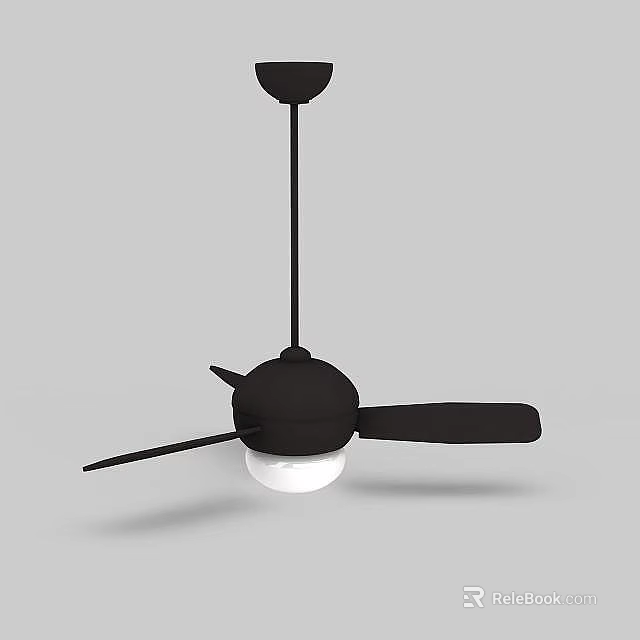 Modern Black Ceiling Light with Fan Blades and White Lamp Design 3d model 