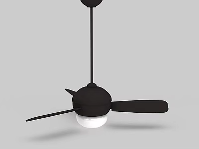 Modern Black Ceiling Light with Fan Blades and White Lamp Design 3d model