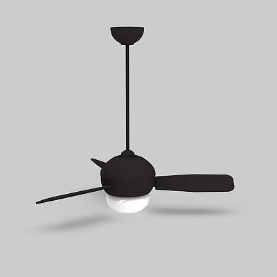 Modern Black Ceiling Light with Fan Blades and White Lamp Design 3d model